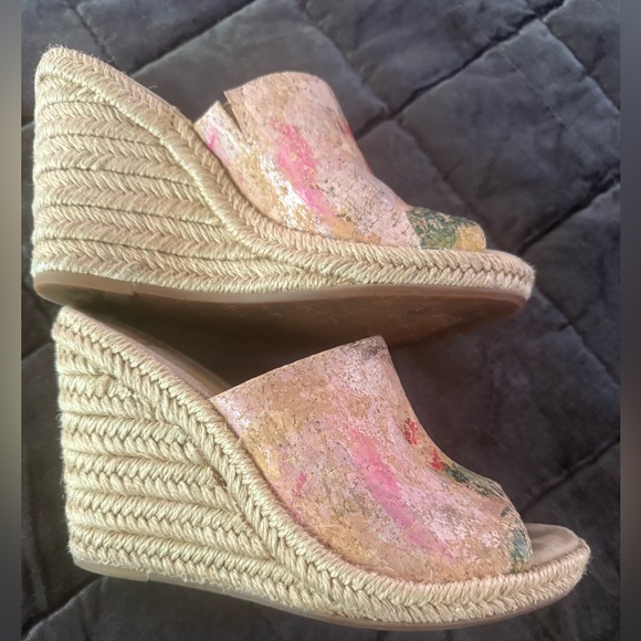 Johnston & Murphy Colorful Cork Jute Espadrille Wedges Summer Beach, Size 7 - Picture 5 of 6